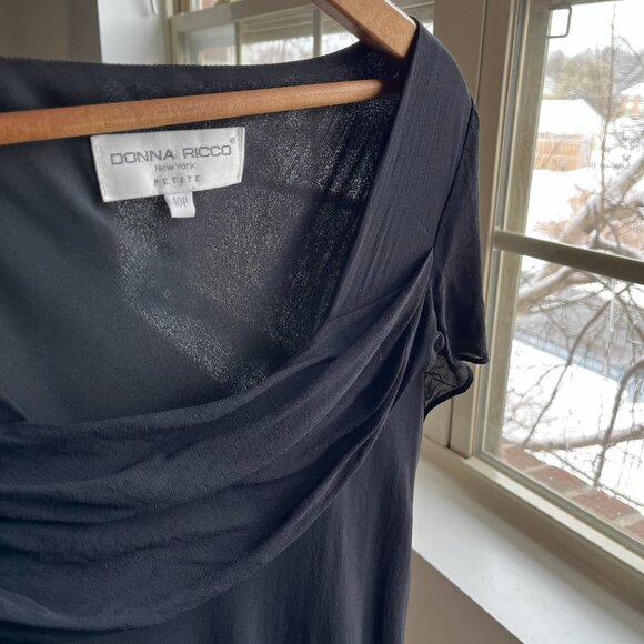 Donna Ricco Black Long Straight Maxi Dress with Flutter Sleeves Size 10P - Picture 9 of 9